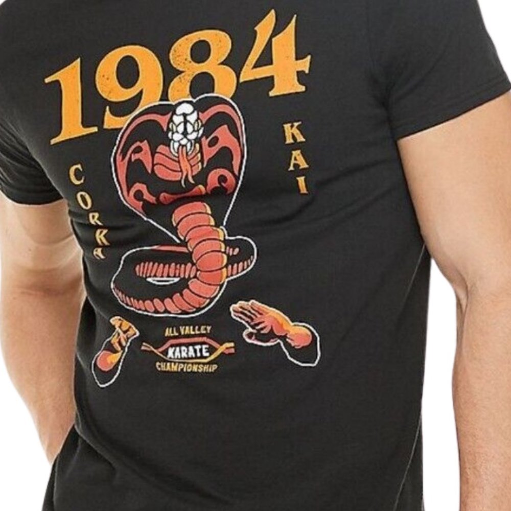 Hybrid Apparel Cobra Kai Karate Kid Graphic T-Shirt Black Size L - NWOT